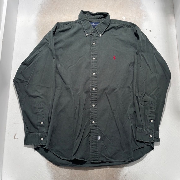 Polo Ralph Lauren Other - Polo Ralph Lauren Mens XL Forest Green Cotton Button Down Shirt Red Pony Logo